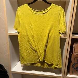 Chartreuse cotton top with textured fabric.
